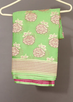 Green Pure Georgette Handloom Saree With Blouse - Indian Silk House Agencies