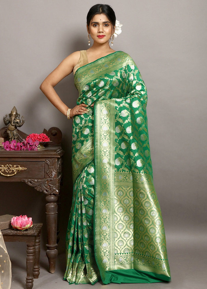 Green Uppada Silk Saree With Blouse - Indian Silk House Agencies