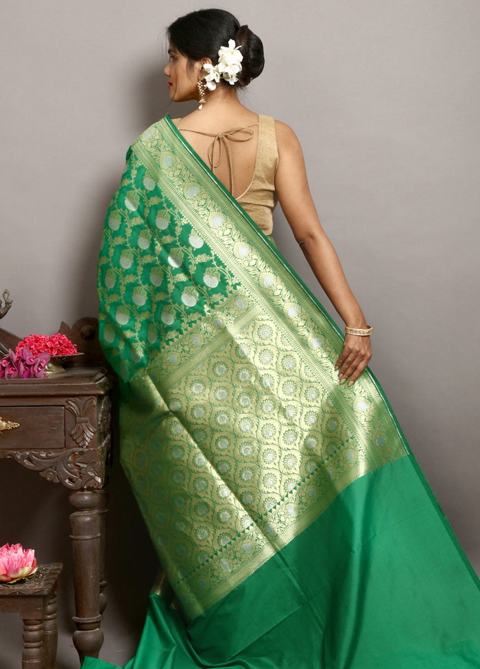 Green Uppada Silk Saree With Blouse - Indian Silk House Agencies
