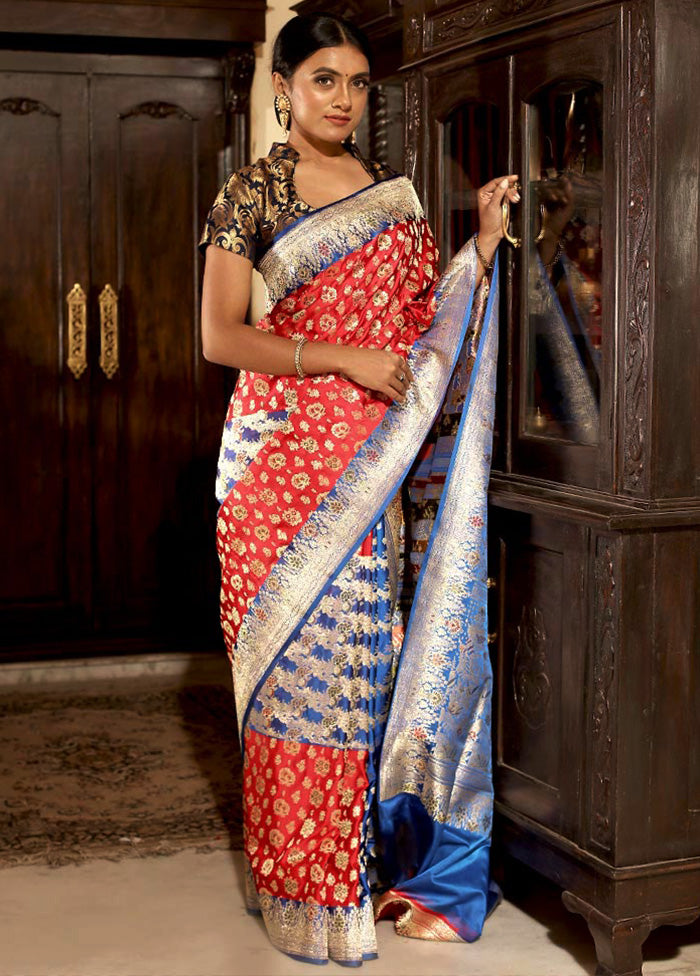 Pink Banarasi Pure Silk Zari Woven Saree With Blouse - Indian Silk House Agencies