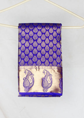 Blue Kanjivaram Zari Woven Saree With Blouse - Indian Silk House Agencies