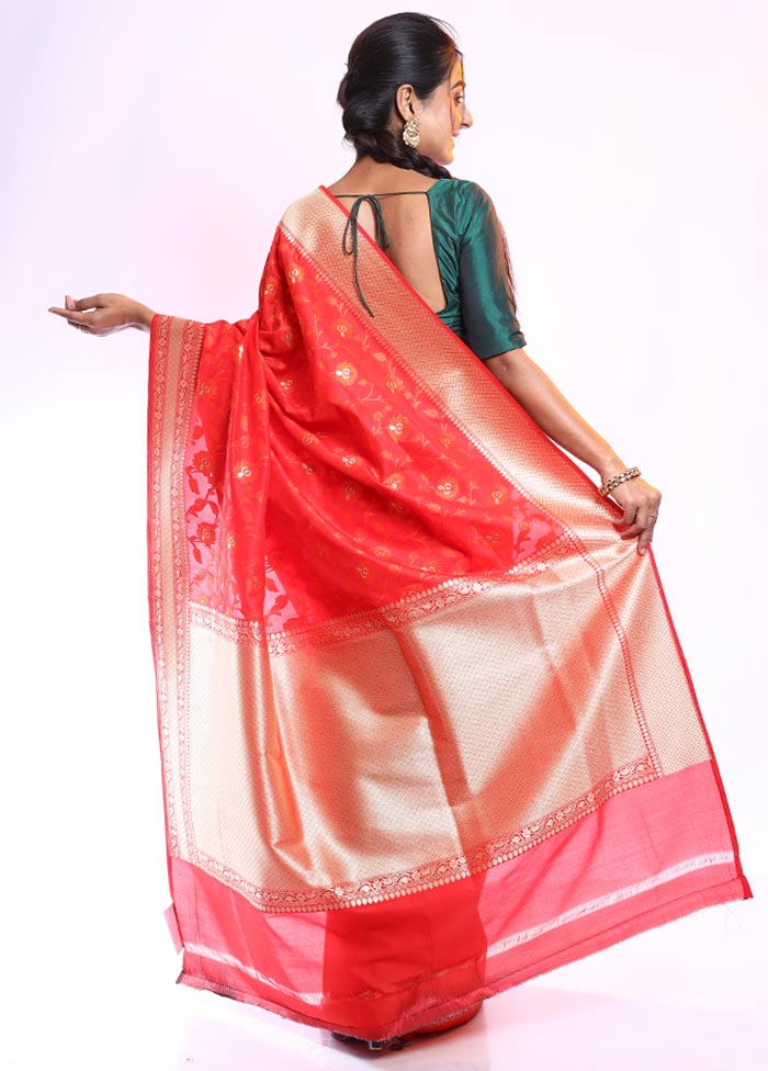 Vermilion Uppada Silk Saree With Blouse Piece - Indian Silk House Agencies