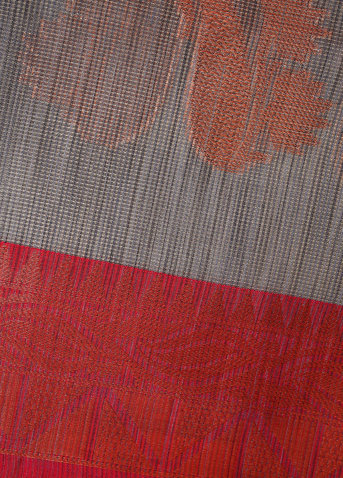 Grey Linen Silk Saree With Blouse Piece - Indian Silk House Agencies