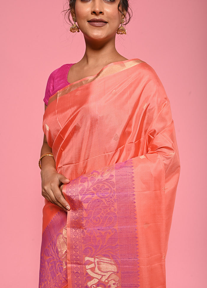 Rust Pure Arni Silk Saree With Blouse Piece - Indian Silk House Agencies