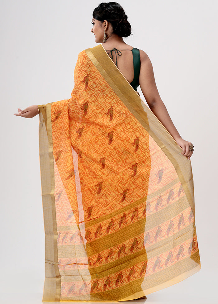 Yellow Cotton Saree Without Blouse Piece - Indian Silk House Agencies