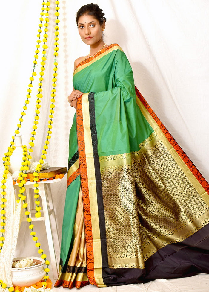 Green Kanjivaram Silk Saree With Blouse - Indian Silk House Agencies