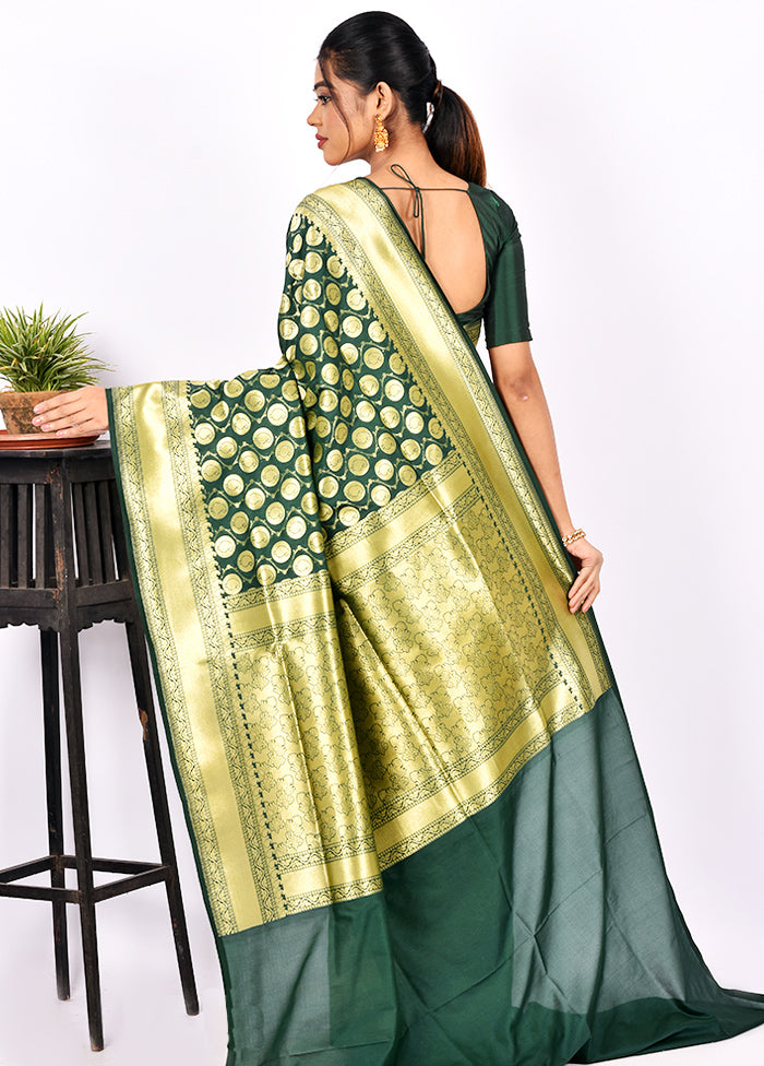 Bottle Green Uppada Silk Saree With Blouse Piece - Indian Silk House Agencies
