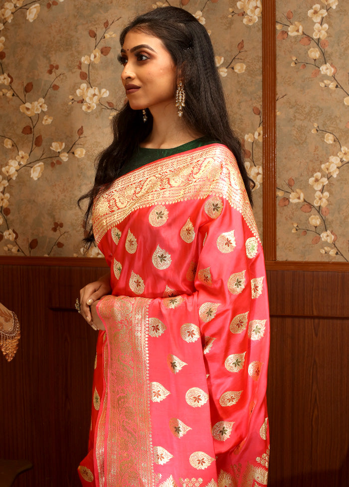 Pale Pink Pure Banarasi Silk Saree With Blouse Piece - Indian Silk House Agencies
