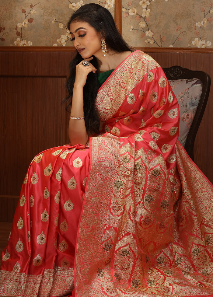 Pale Pink Pure Banarasi Silk Saree With Blouse Piece - Indian Silk House Agencies