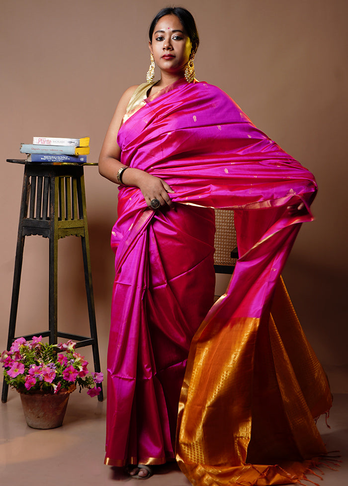 Ankita In Pink Kanjivaram Saree With Blouse Piece - Indian Silk House Agencies