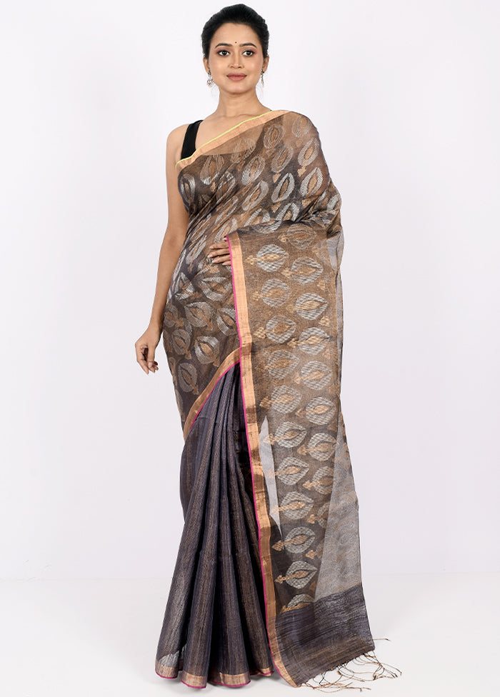 Slate Pure Matka Silk Saree With Blouse Piece - Indian Silk House Agencies