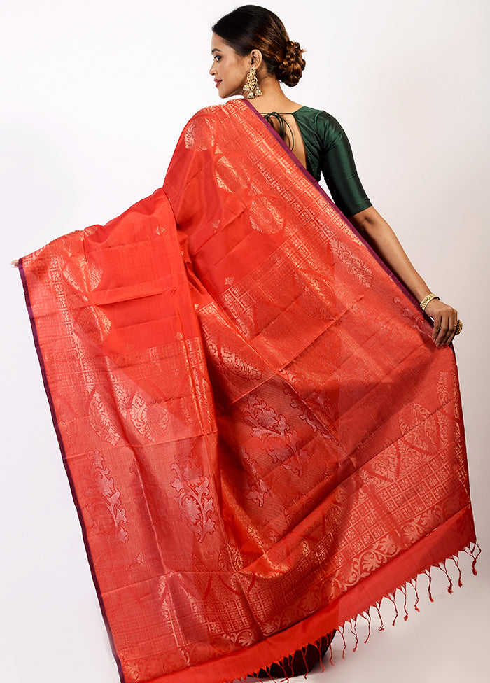 Red Pure Kanjivaram Saree With Blouse Piece - Indian Silk House Agencies