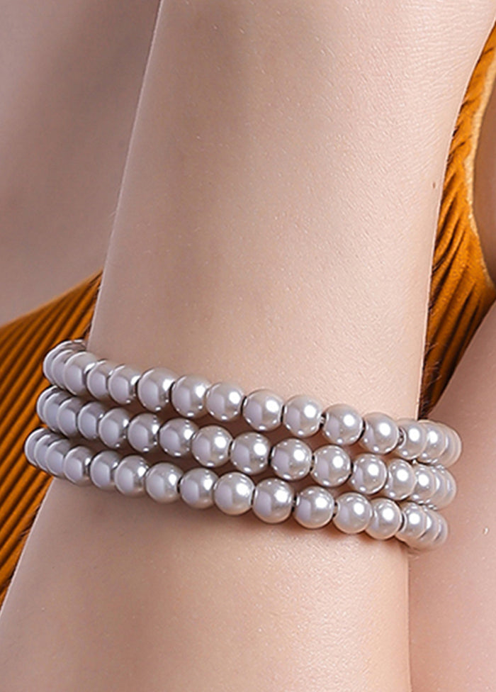 Gold Plated 3 Line Shimmering Pearl Bracelet - Indian Silk House Agencies