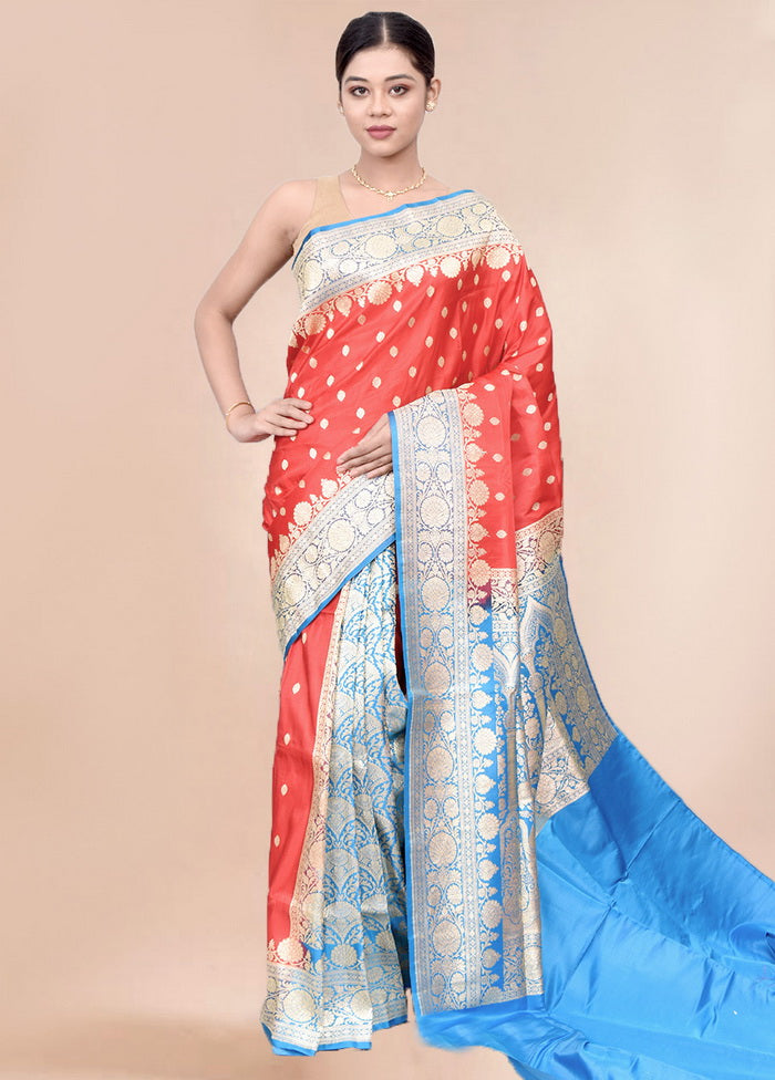 Pink Zari woven Banarasi Pure Silk Saree with Blouse - Indian Silk House Agencies
