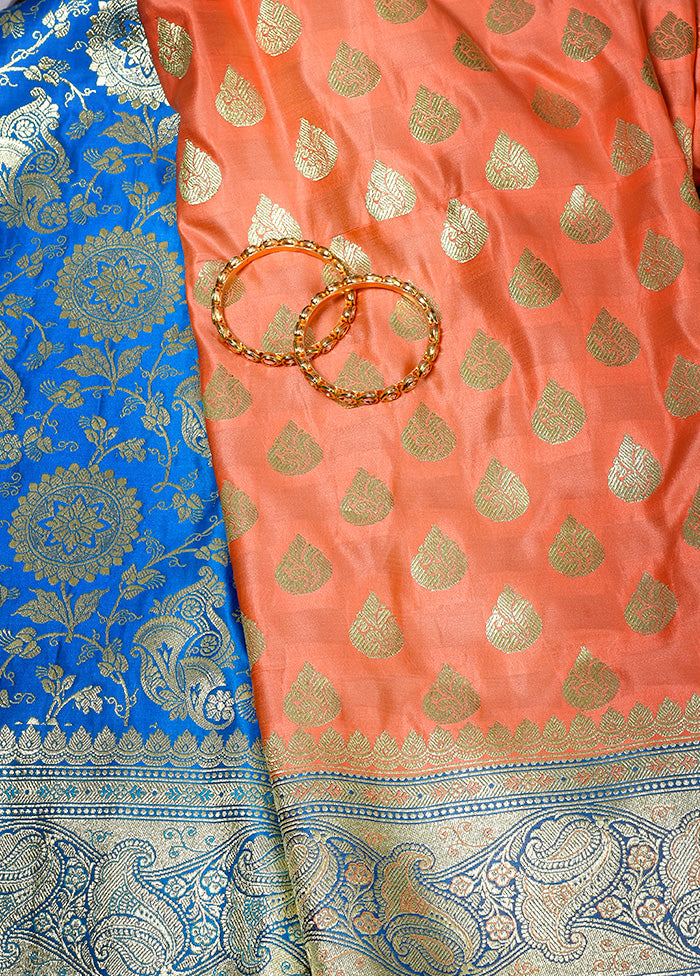 Peach Patli Pallu Banarasi Silk Saree With Blouse Piece - Indian Silk House Agencies