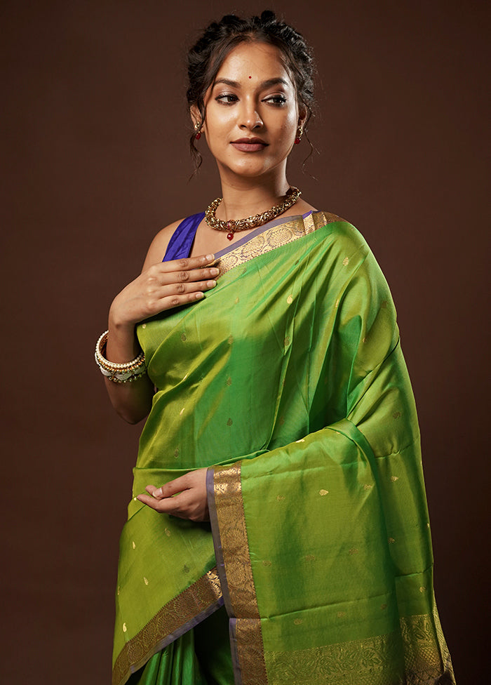 Green Kanjivaram Pure Silk Saree With Blouse Piece