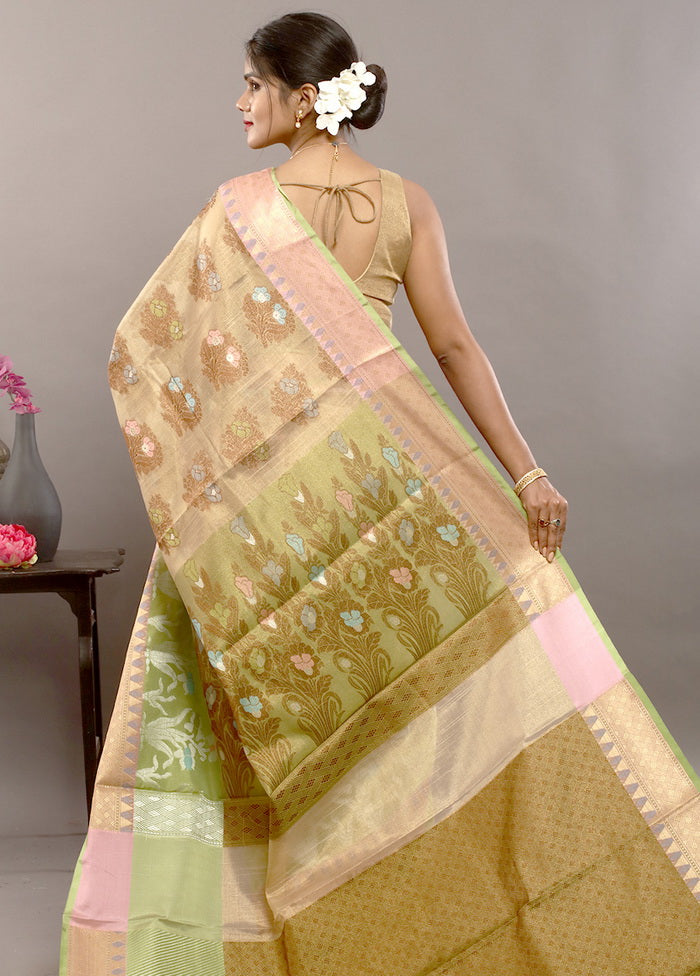 Cream Kora Silk Saree With Blouse - Indian Silk House Agencies
