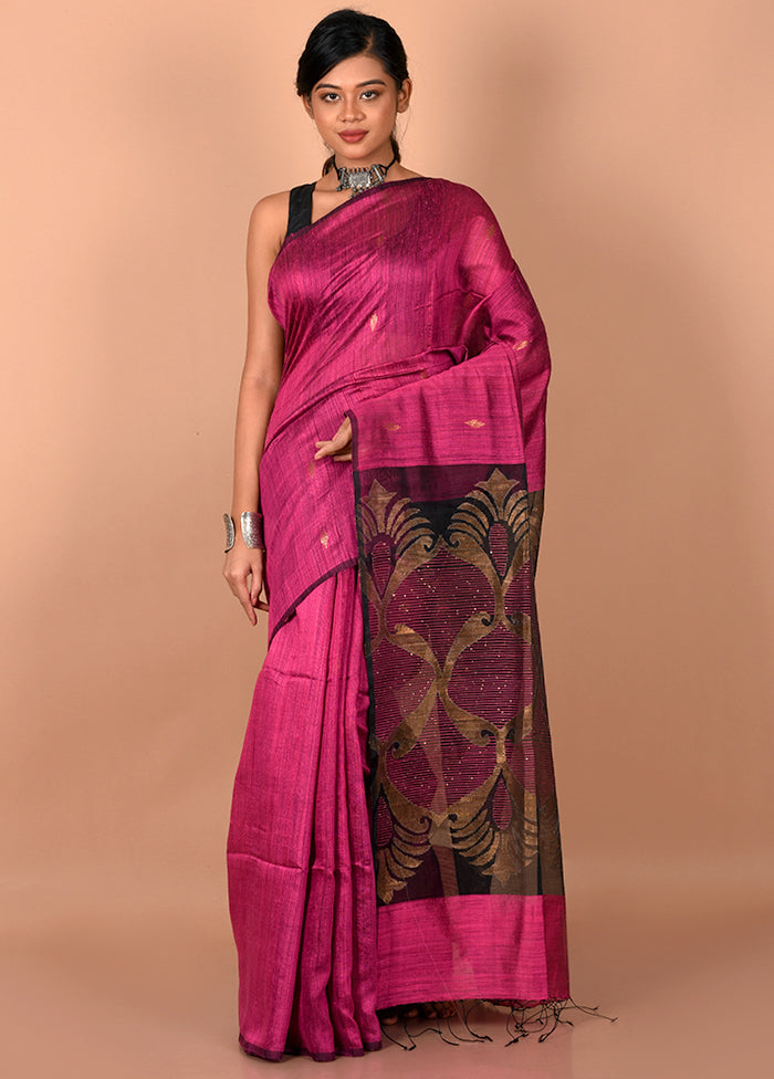 Magenta Pure Matka Silk Saree With Blouse Piece - Indian Silk House Agencies