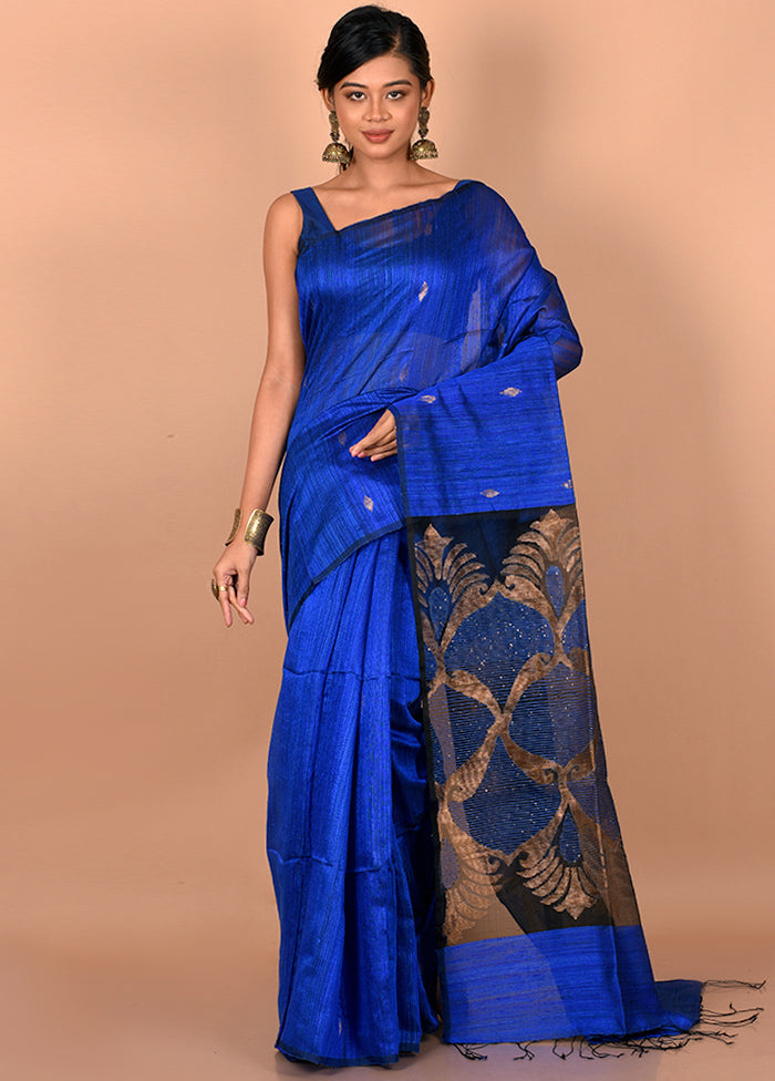 Blue Pure Matka Silk Saree With Blouse Piece - Indian Silk House Agencies