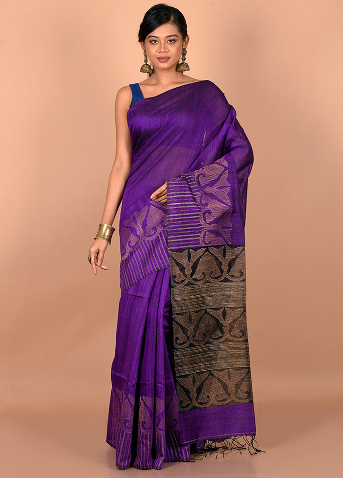 Purple Pure Matka Silk Saree With Blouse Piece - Indian Silk House Agencies