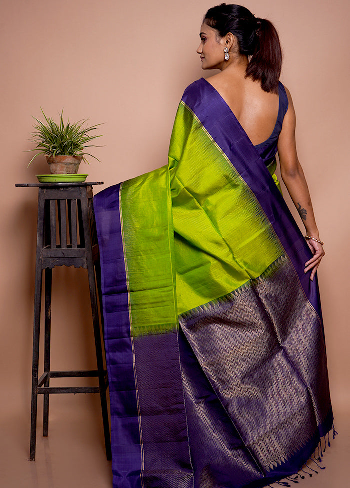 Green Pure Kanjivaram Silk Saree With Blouse Piece - Indian Silk House Agencies