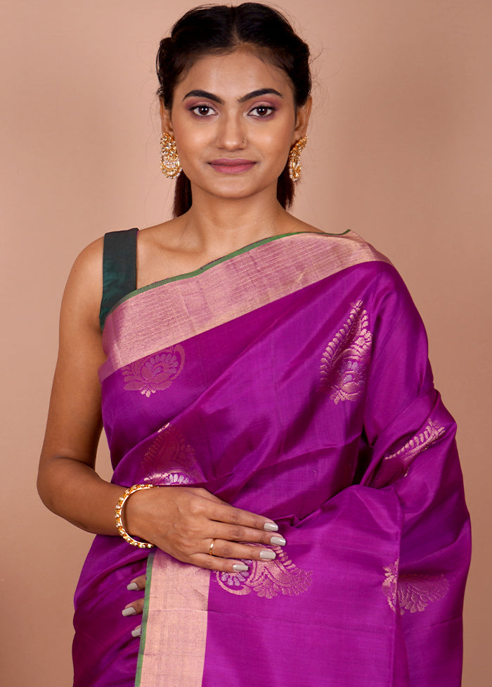 Purple Pure Arni Silk Saree With Blouse Piece - Indian Silk House Agencies