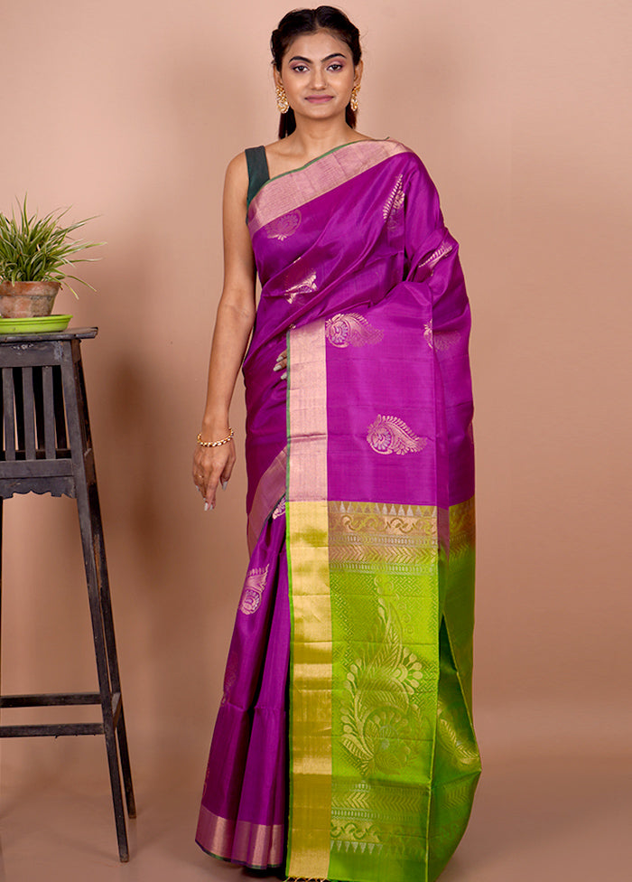 Purple Pure Arni Silk Saree With Blouse Piece - Indian Silk House Agencies