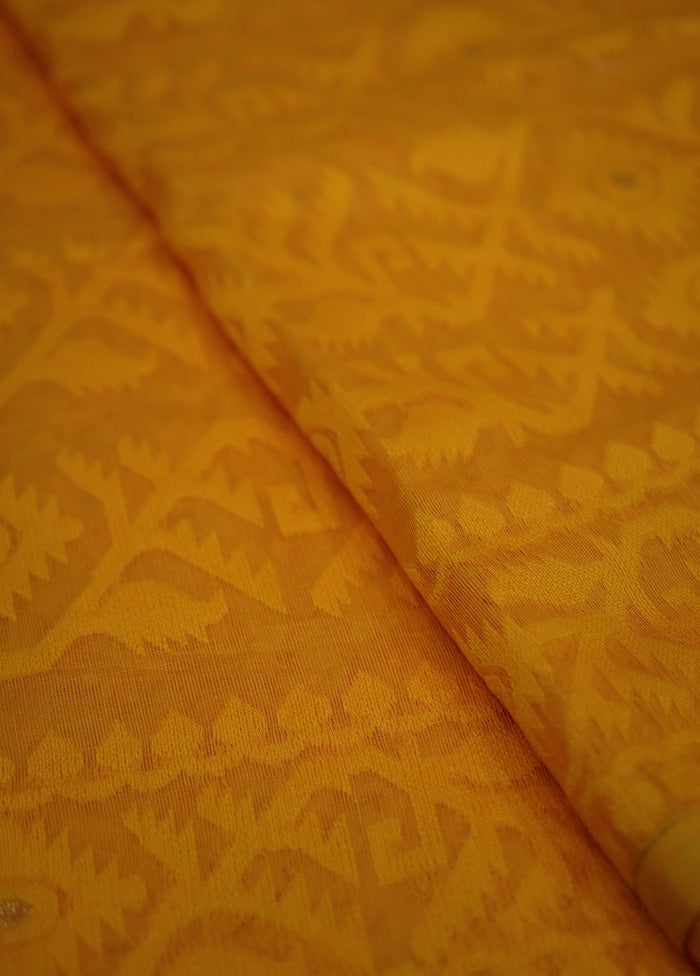 Yellow Pure Cotton Saree With Blouse Piece