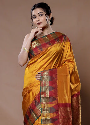 Yellow Kanjivaram Pure Silk Saree With Blouse Piece