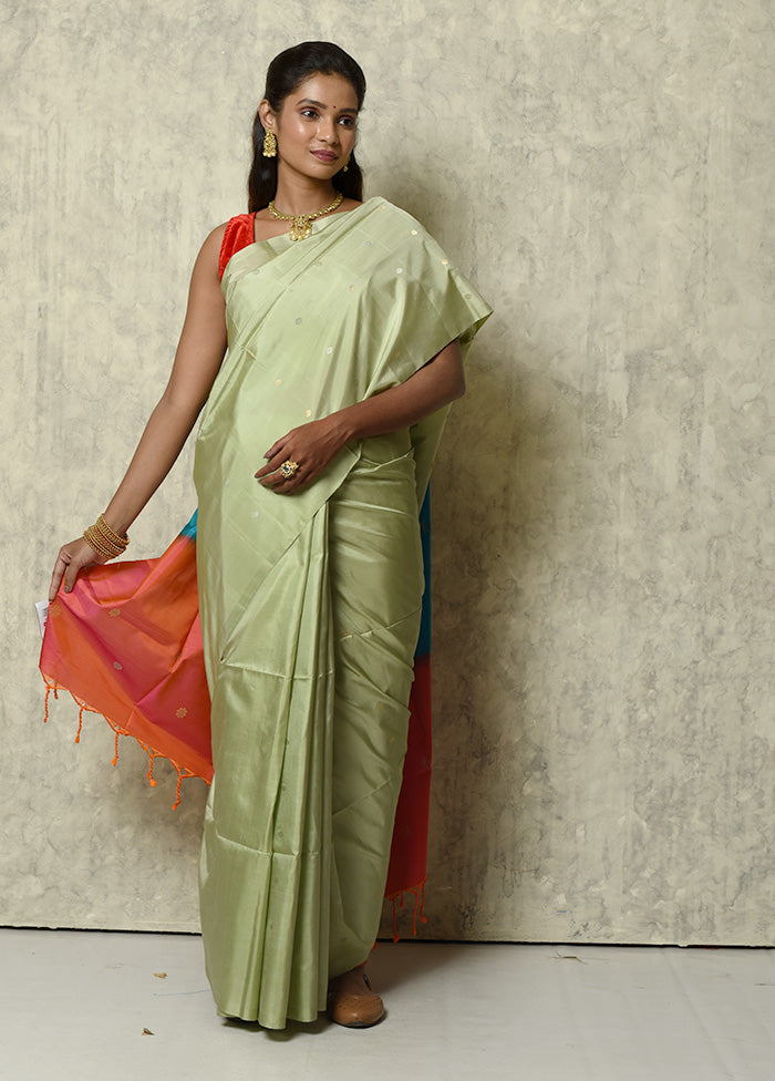 Green Pure Arni Silk Saree With Blouse Piece - Indian Silk House Agencies
