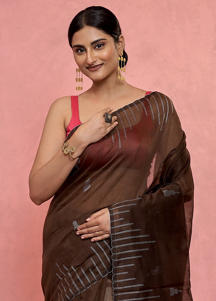 Brown Matka Silk Saree With Blouse Piece - Indian Silk House Agencies