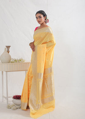 Yellow Katan Silk Saree With Blouse Piece - Indian Silk House Agencies