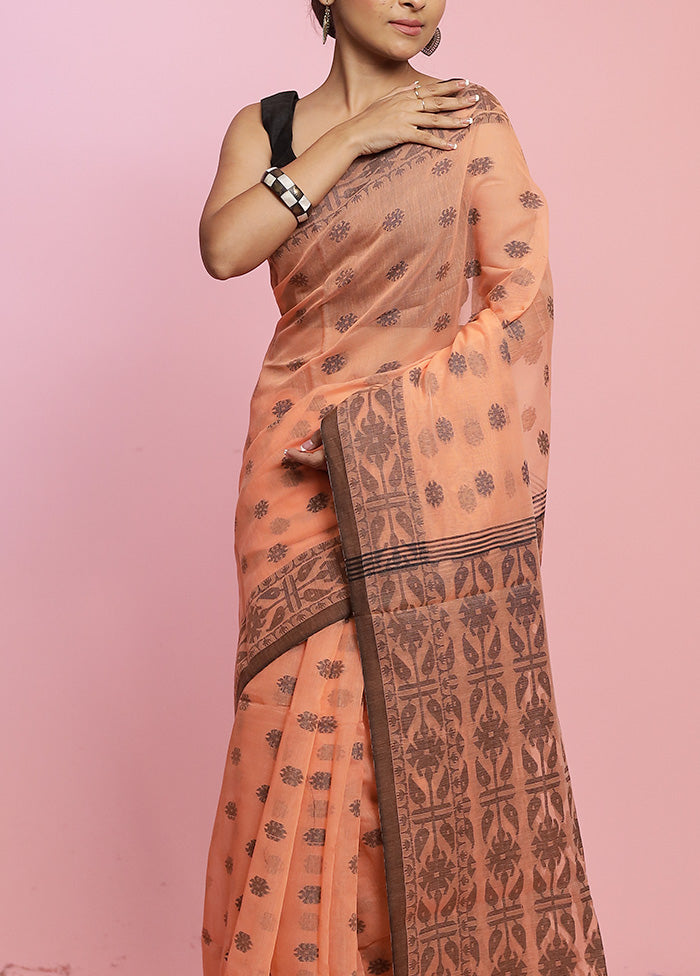 Orange Jamdani Woven Cotton Saree Without Blouse Piece - Indian Silk House Agencies