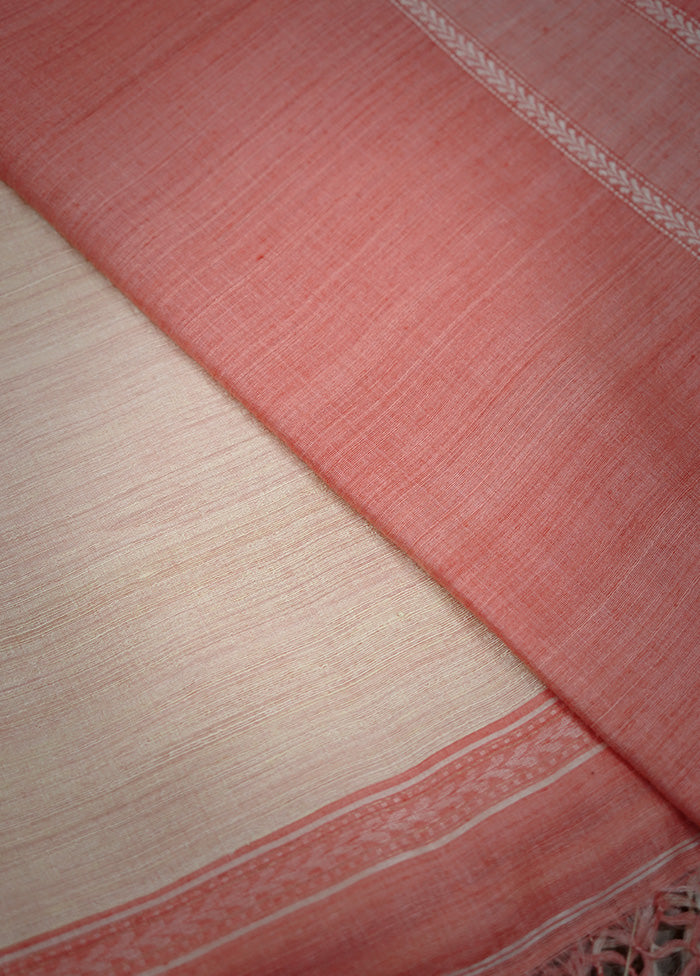 Peach Tussar Pure Silk Saree With Blouse Piece