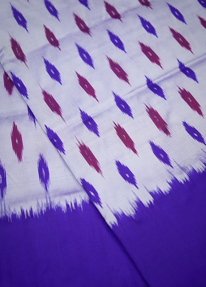 Purple Ikkat Pure Silk Saree With Blouse Piece
