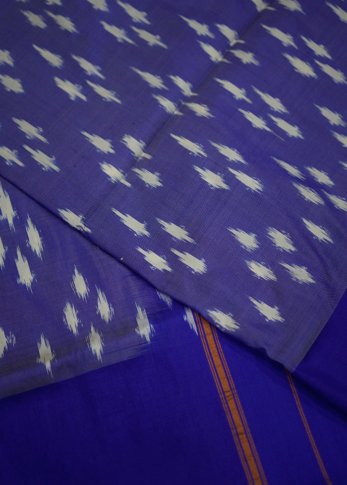 Purple Ikkat Pure Silk Saree With Blouse Piece