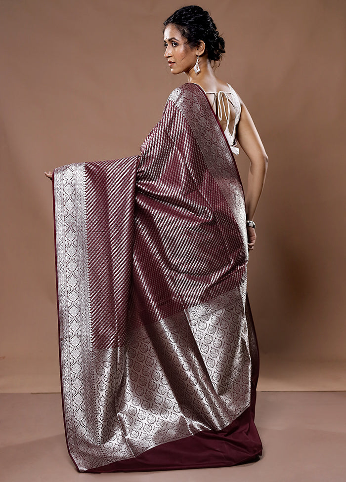 Maroon Uppada Silk Saree With Blouse Piece