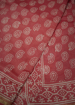 Pink Chanderi Cotton Saree With Blouse Piece