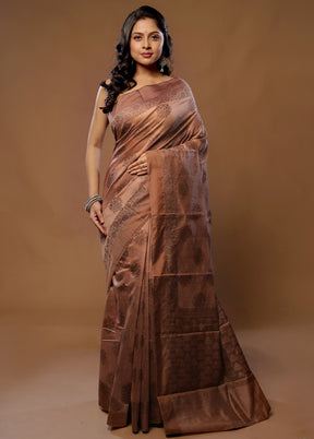 Brown Cotton Saree With Blouse Piece
