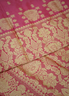 Pink Assam Pure Silk Saree With Blouse Piece