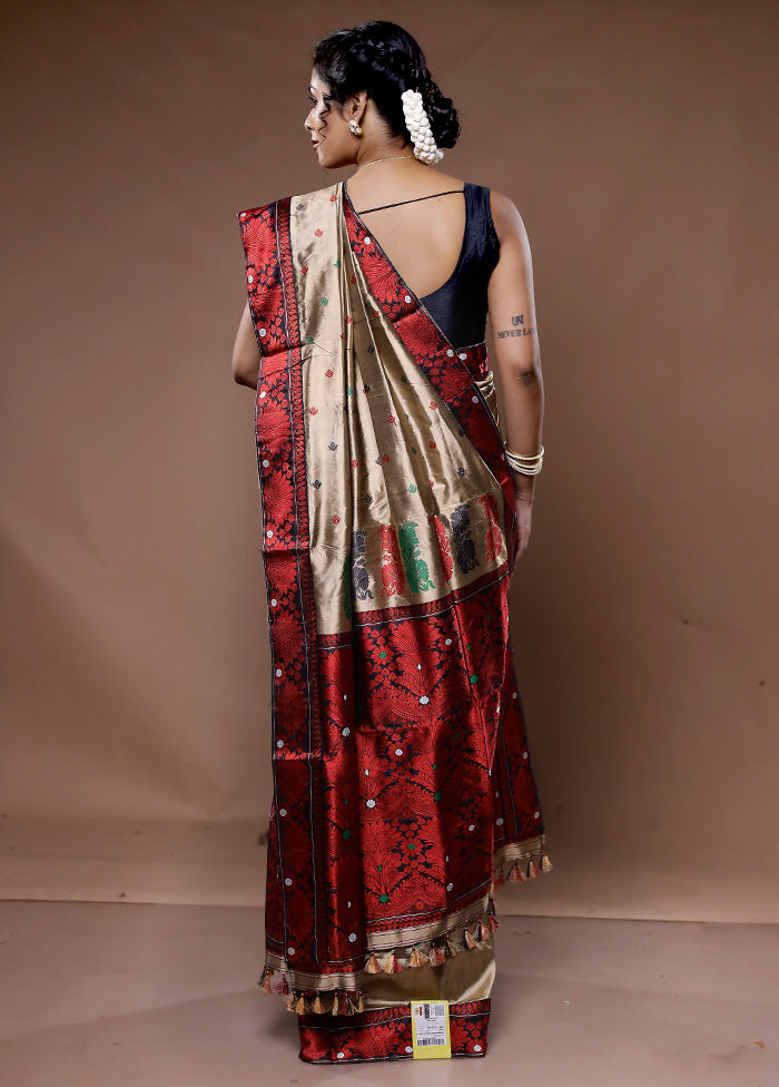 Red Assam Pure Silk Saree With Blouse Piece