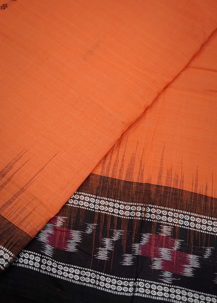 Orange Cotton Saree With Blouse Piece