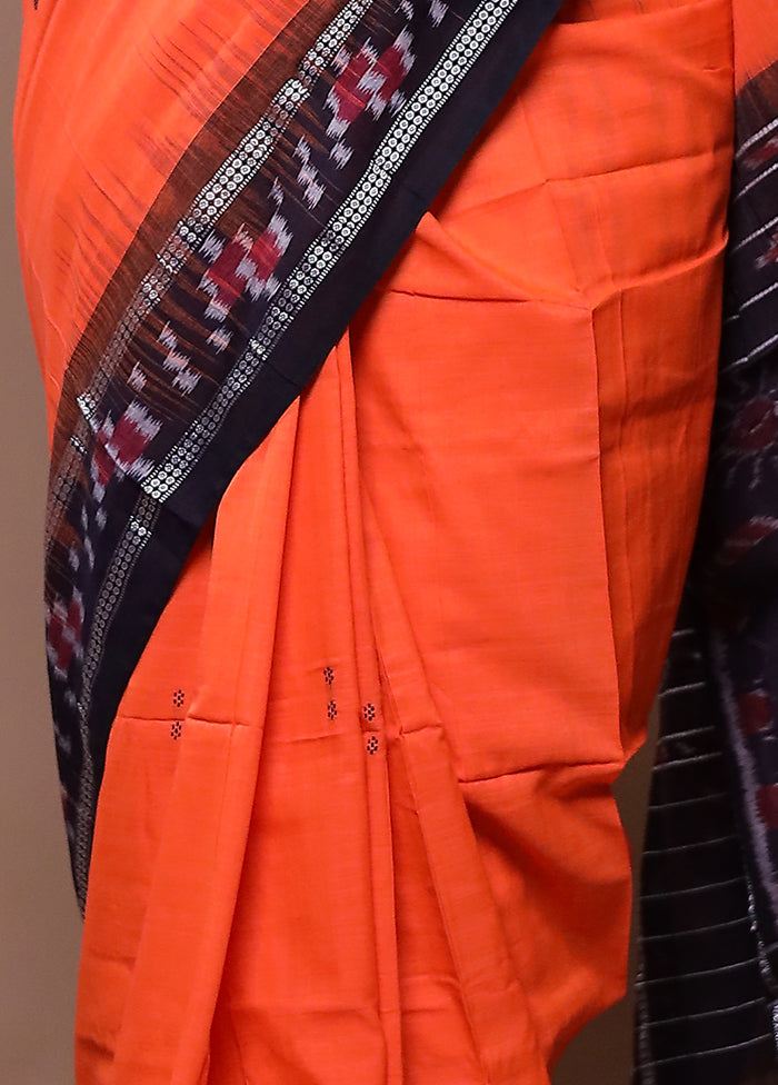 Orange Cotton Saree With Blouse Piece