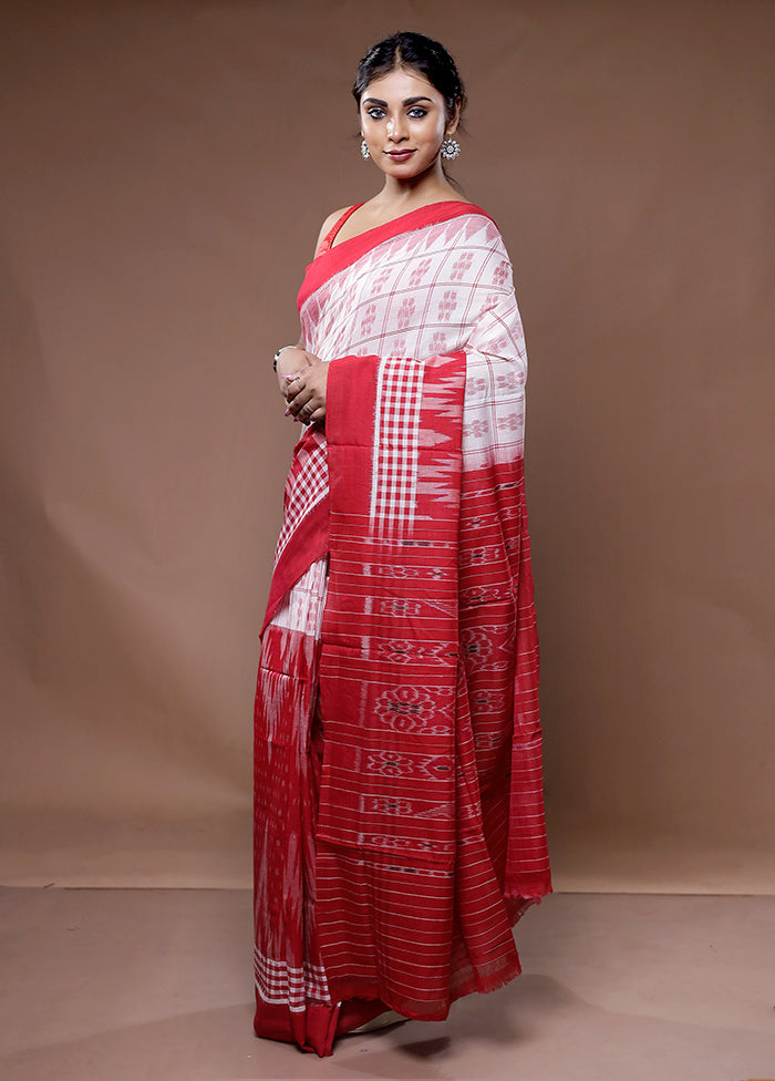 Red Pure Cotton Saree With Blouse Piece