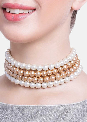 Gold Plated Tetrad Luminosity Pearl Necklace - Indian Silk House Agencies