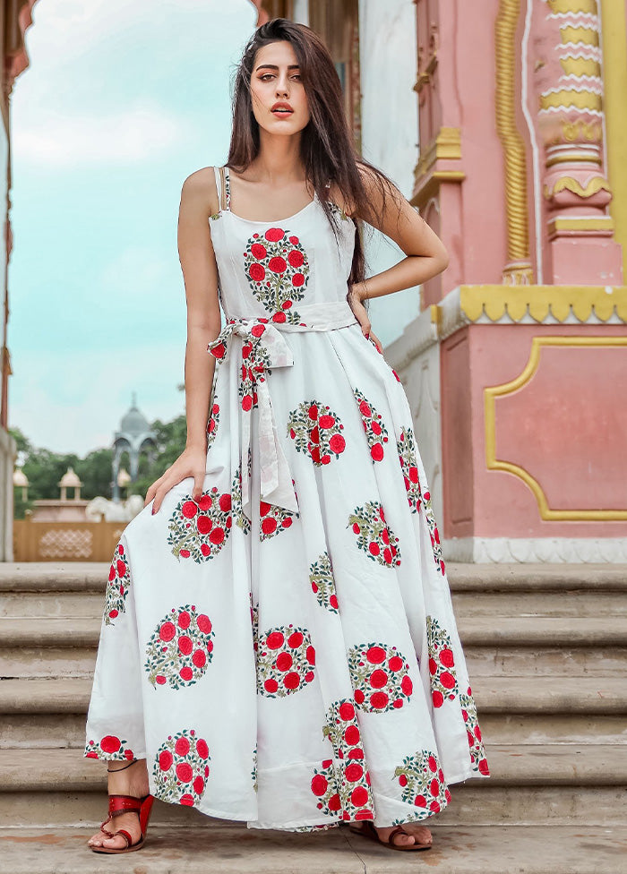 White Readymade Silk Gown - Indian Silk House Agencies