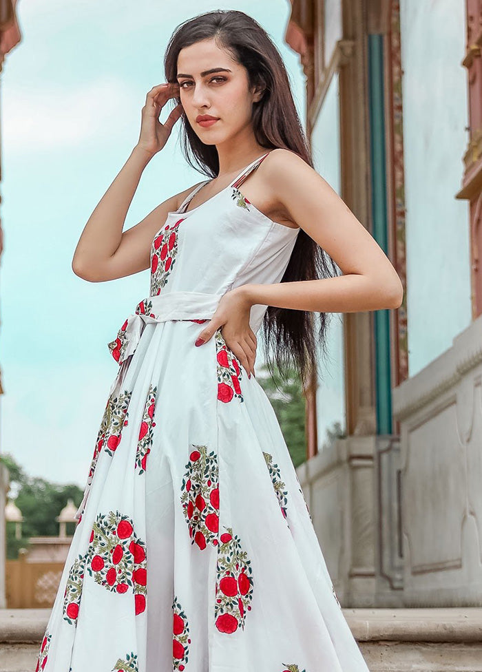 White Readymade Silk Gown - Indian Silk House Agencies