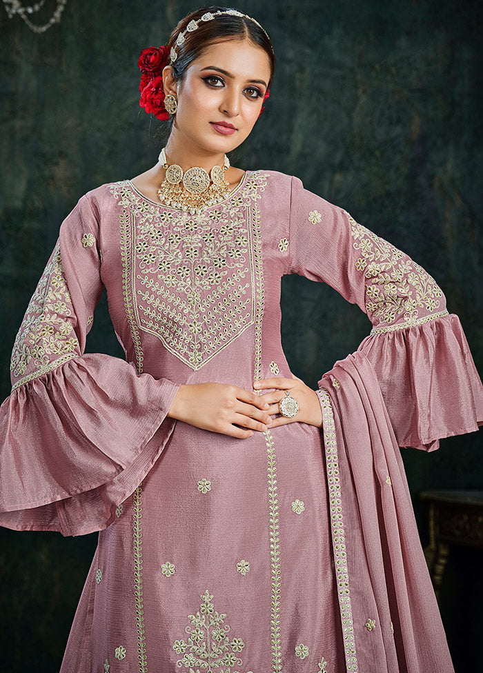 3 Pc Pink Cotton Semi Stitched Lehenga Set - Indian Silk House Agencies