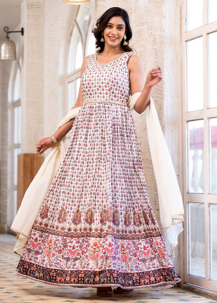 White Readymade Silk Indian Dress - Indian Silk House Agencies
