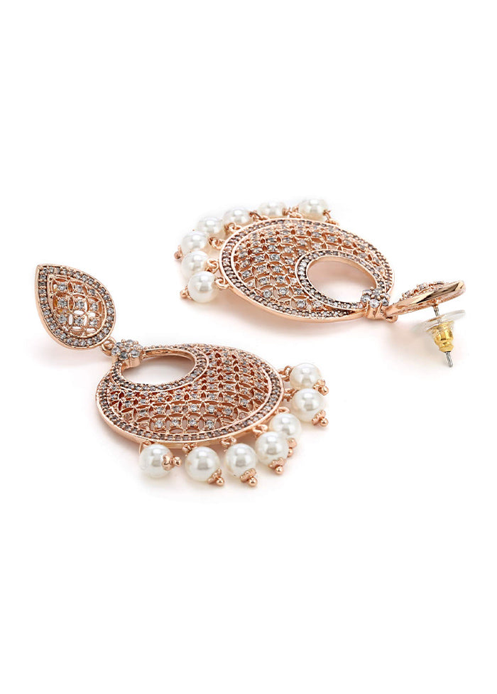 Rose Gold Plated CZ Designer Drop Earring - Indian Silk House Agencies
